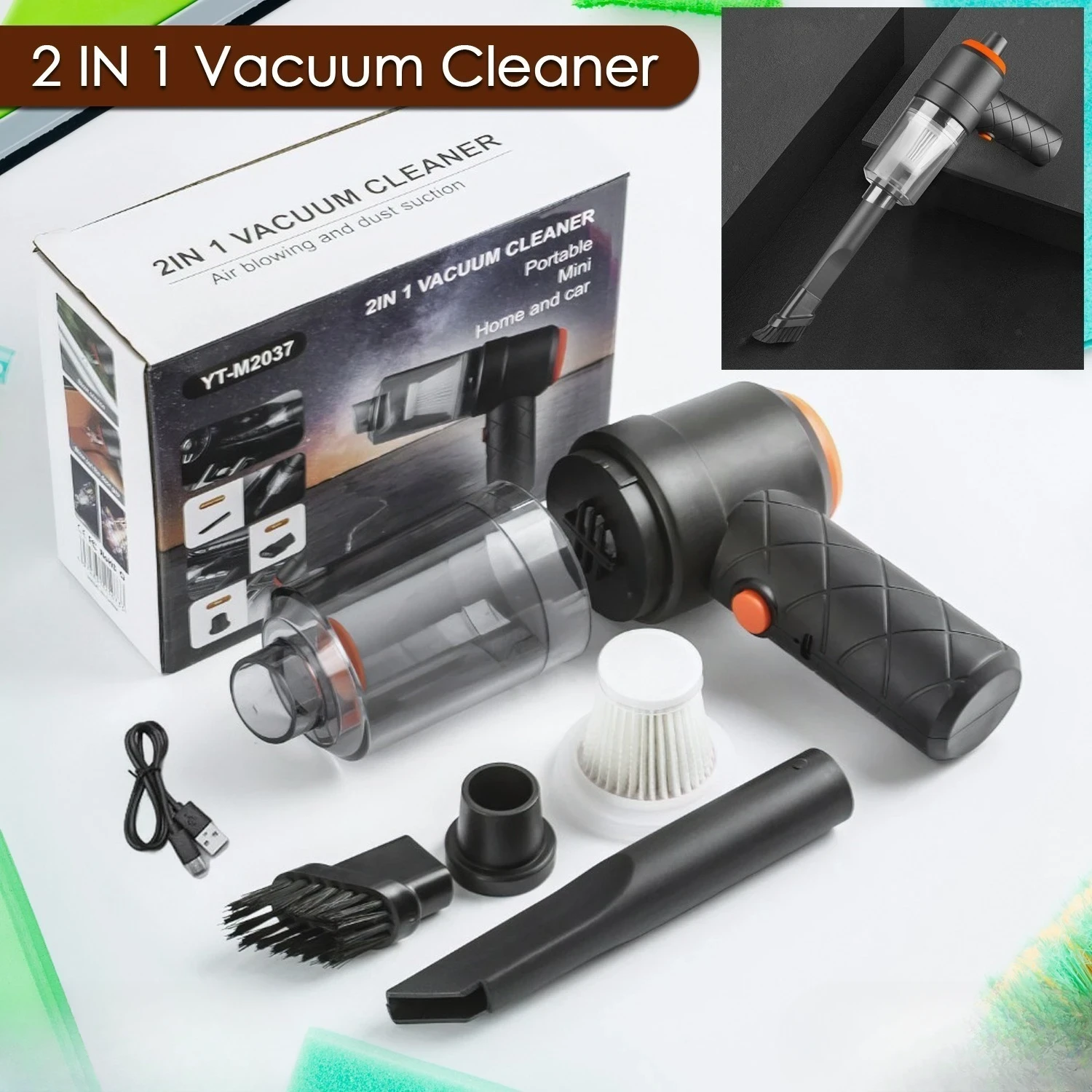 Compact & Cordless High-Suction Car Vacuum Cleaner & Blower