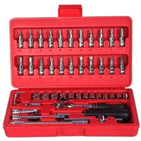 Socket 1 / 4 Inch Combination Repair Tool Kit (Red, 46 pcs)
