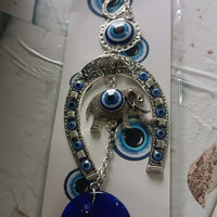Decorative Evil Eye Hanging with Elephant and Horseshoe Motif,  Wind Chime (1 Pc)