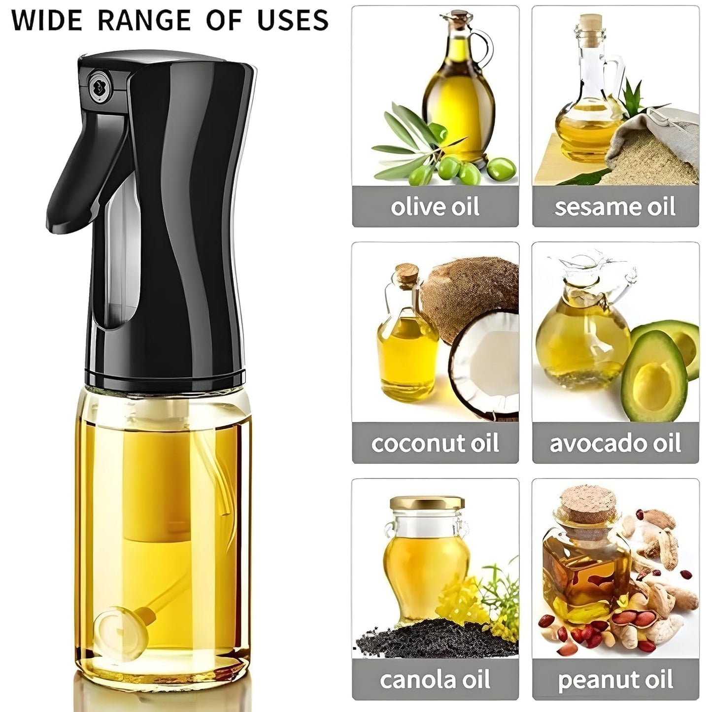 Glass Oil Dispenser Bottle Spray (1 Pc 200 Ml Approx)