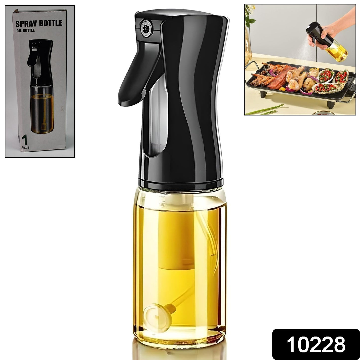 Glass Oil Dispenser Bottle Spray (1 Pc 200 Ml Approx)
