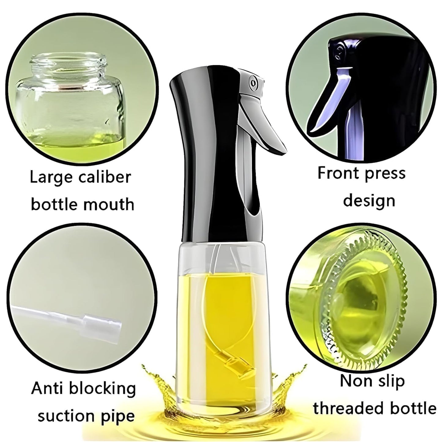 Glass Oil Dispenser Bottle Spray (1 Pc 200 Ml Approx)