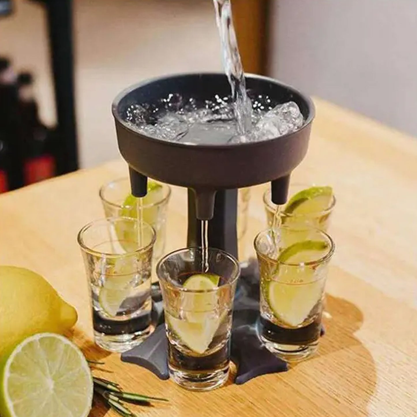 Glass dispenser with 6 glasses for parties