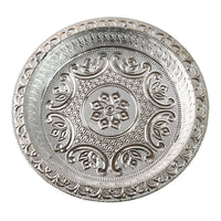 Ornamental Silver Tone Pooja Thali 
