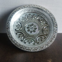 Traditional Silver Finish Plastic Pooja Thali (1 Pc)