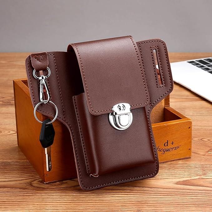 Multipurpose PU Leather Mobile Pouch with Belt Loop