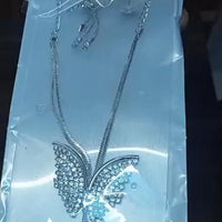 Butterfly Pendant Necklace with Earrings
