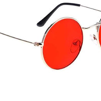 Unisex Red Silver Round Sunglass