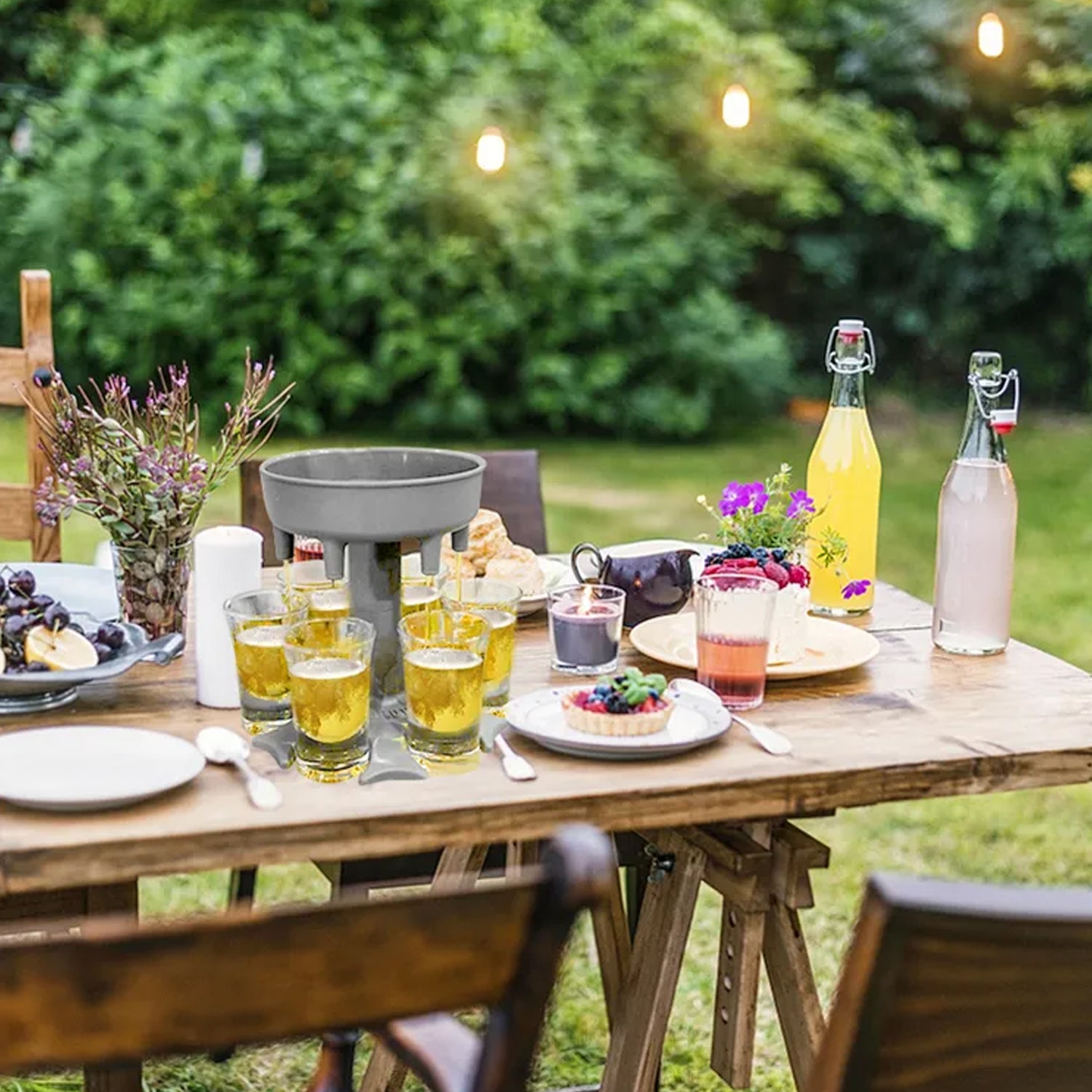 Glass dispenser with 6 glasses for parties